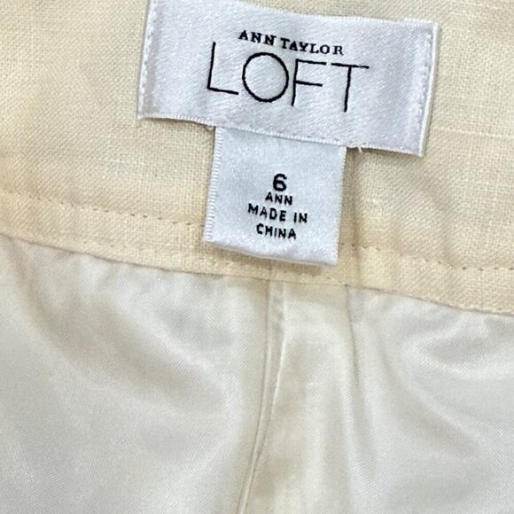 Ann Taylor Loft Womens Linen Blend Cropped Cuffed Pants Size 6 Cream New - Picture 5 of 10